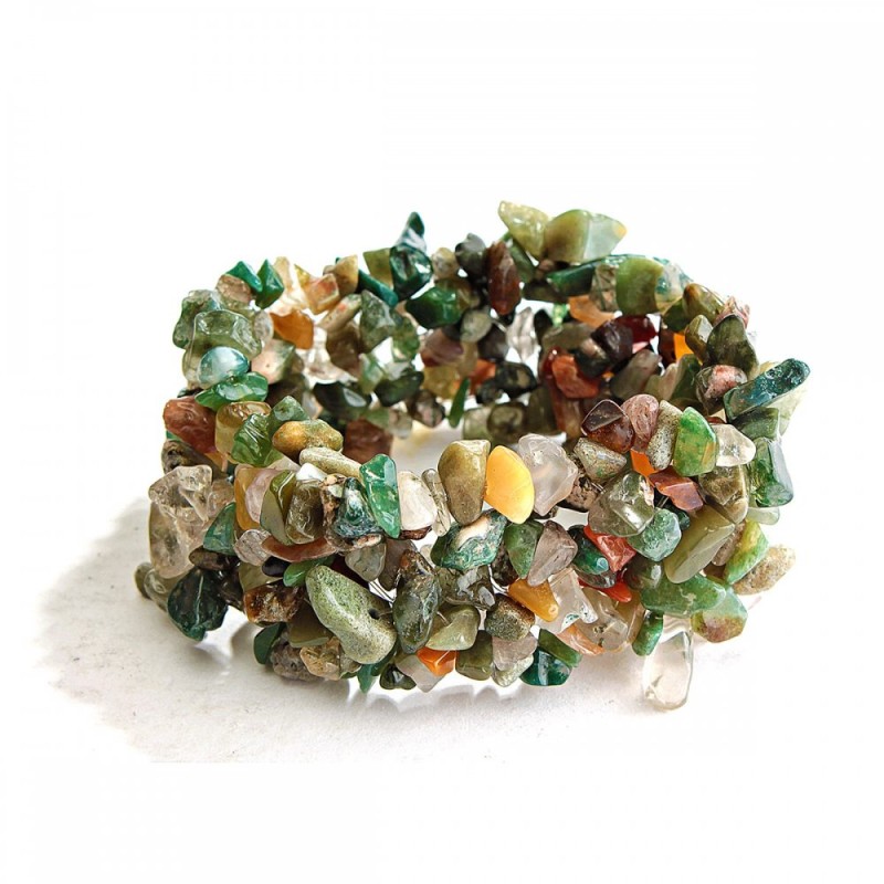 Bracciale elastico in diaspro multicolore «granuli di pietra»