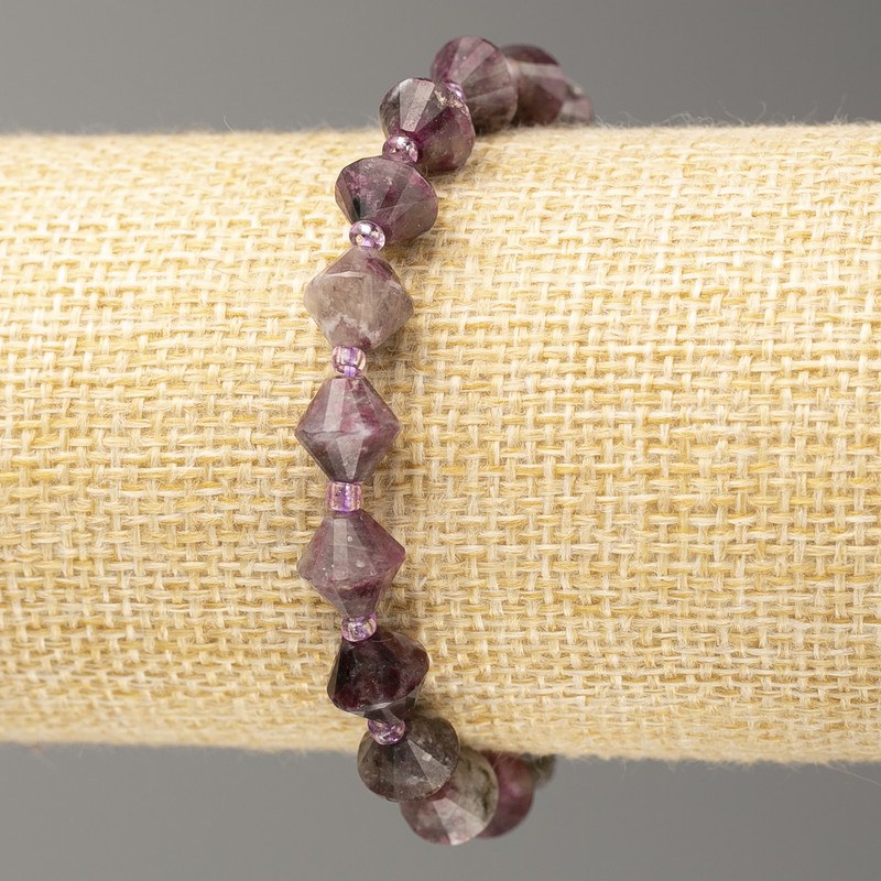 Bracciale elastico in tormalina sfaccettata a bicono, diametro 8×8 mm, lunghezza 18 cm (+-)