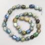 Perline naturali di crisolite e sodalite levigate su filo, diametro 8×10 mm, lunghezza 40 cm ±