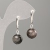 Orecchini Obsidiano Argentato con sfera liscia, diametro 12 mm, lunghezza 33 mm +/-