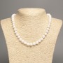 Collana in agata bianca, sfere lisce, diametro 8 mm ±, lunghezza 47 cm ±