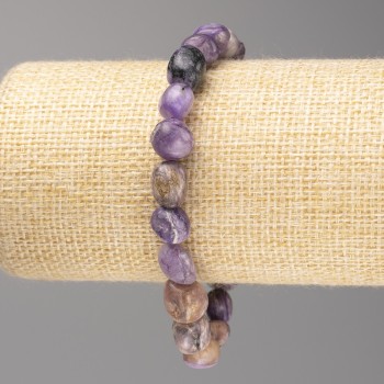 Bracciale in charoite sfaccettata, dimensioni 10x12 mm ±, su elastico, lunghezza 18 cm+