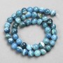 Perline di agata azzurra, sferiche lisce su filo, diametro 8 mm ±, lunghezza 38 cm ±