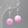Orecchini Quarzo Fragola (acrilico artificiale) sfera liscia, diametro 12,5 mm, lunghezza 3,5 cm