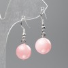 Orecchini Quarzo rosa (acrilico singolo) palla liscia, diametro 12,5 mm+, lunghezza 3,5 cm