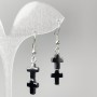 Orecchini Croce di Ematite, diametro 8,5×22 mm, lunghezza 44 mm