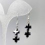 Orecchini in ematite a croce, diametro 10×21 mm, lunghezza 43 mm