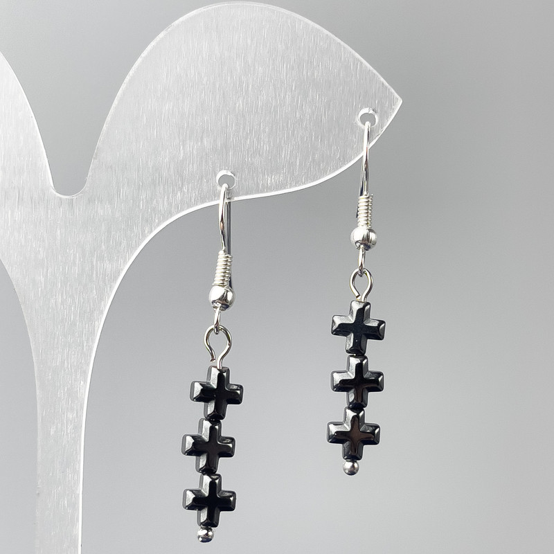 Orecchini «Ematite Croci», diametro 6×20 mm ±, lunghezza 41 mm