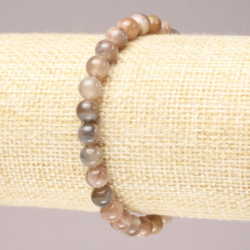 Braccialetto elastico in selenite con perline lisce, diametro 6 mm+