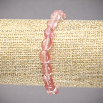 Bracciale elastico in pietra naturale calcedonio ovale liscia, dimensione 10x8 mm, lunghezza 18 cm +-
