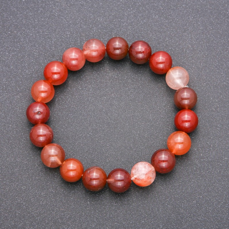 Bracciale in quarzo rutilo assortito su elastico, perle lisce, diametro 10(±) mm, lunghezza 18 cm