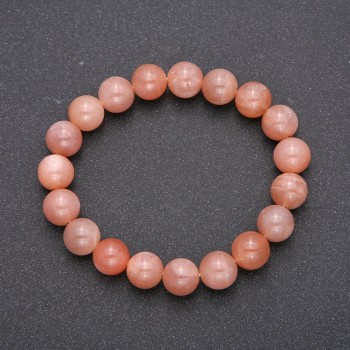 Bracciale in pietra naturale Selenite elastico con perle lisce, diametro 10(+/-)mm circonferenza 18 cm