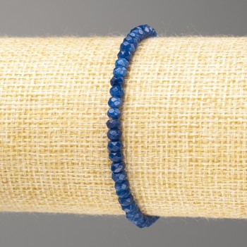 Bracciale in lapislazzuli artificiale azzurro chiaro con rondelle sfaccettate 4x3 mm, elastico, 18 cm