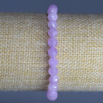 Bracciale in kunzite naturale con sfere sfaccettate da 6 mm, lunghezza 18 cm (elastico)