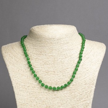 Collana di crisoprasio naturale con sfere lisce, diametro 6 mm, lunghezza 45 cm