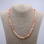 Collana di selenite artificiale, sfere lisce, diametro 6(±)mm, lunghezza 46 cm(+)