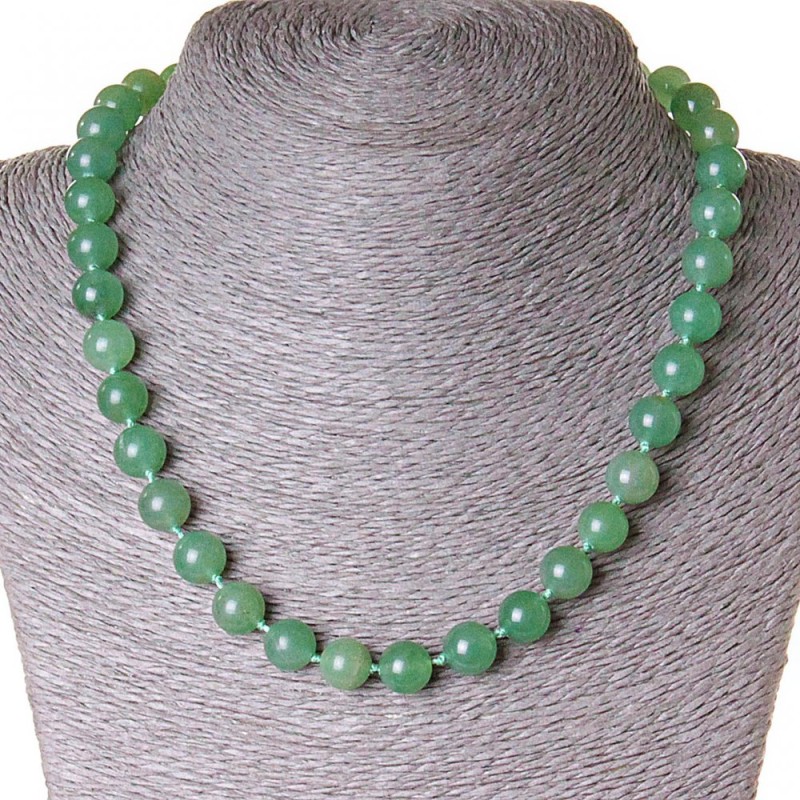 Collana in giada, perle da 10 mm, lunghezza 47 cm