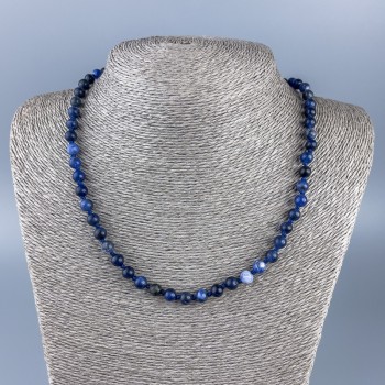Collana di sodalite naturale con sfere lisce, diametro 6 mm ±, lunghezza 48 cm ±