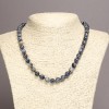 Collana in sodalite naturale, sfere lisce, diametro 8 mm ±, lunghezza 45 cm ±