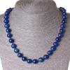 Collana in lapislazzuli, perle tonde da 10 mm, lunghezza 45 cm