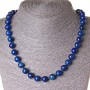 Collana in lapislazzuli, perle tonde da 10 mm, lunghezza 45 cm