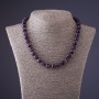 Collana di ametista viola a scudo, palline da 10 mm, lunghezza 45 cm