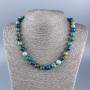 Collana di crisolite e lapislazzuli, sfere lisce, diametro 10 mm ±, lunghezza 48 cm +