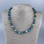 Collana in crisolite e lazurite, palline lisce, diametro 8 mm ±, lunghezza 48 cm +