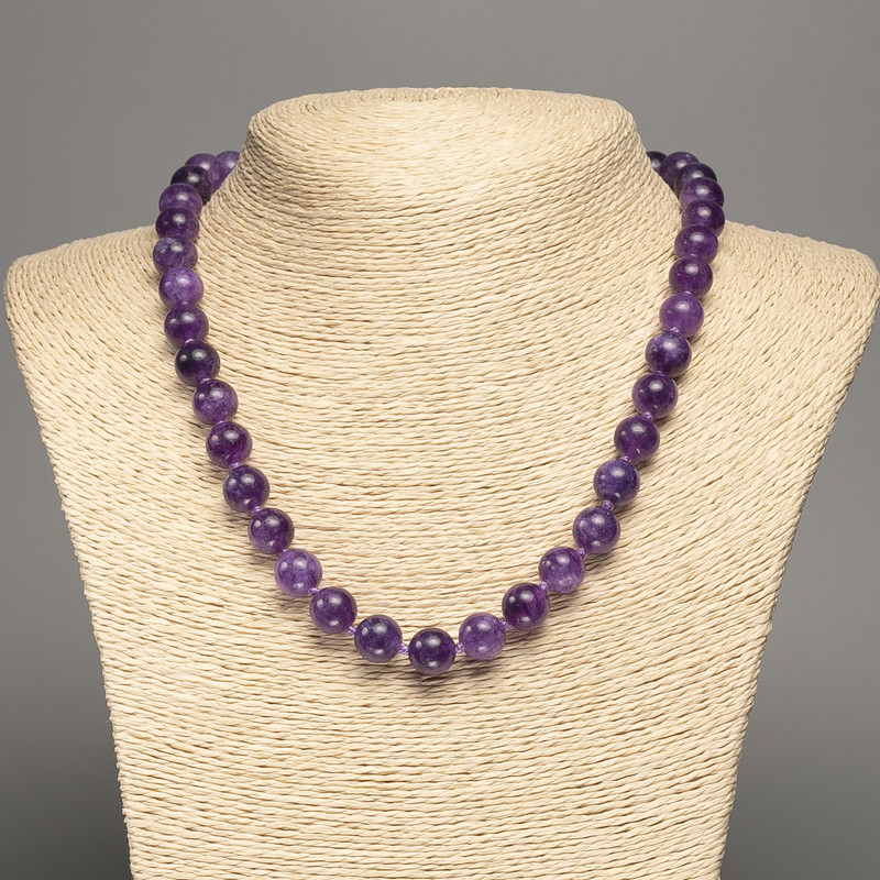 Collana di Sugilite sfere lisce, diametro 10 mm ±, lunghezza 48 cm ±