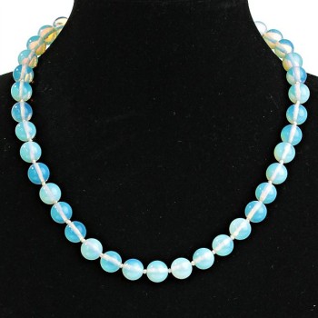 Collana con pietra lunare a sfere da 8 mm, lunghezza 48 cm