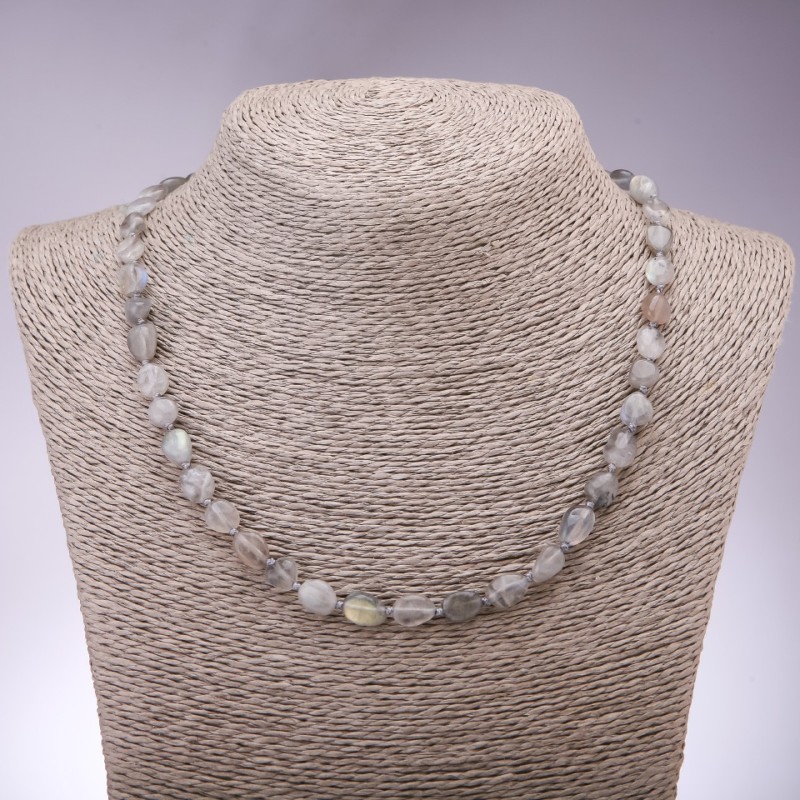 Collana in labradorite sfaccettata, diametro 7×10 mm, lunghezza 45 cm