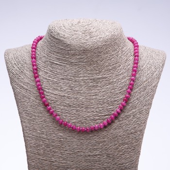 Collana di pietre naturali «Turmalino» (artificiale) rondelle sfaccettate rosa scuro, diametro 6x4 mm, lunghezza 50 cm