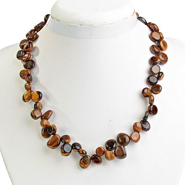 Collana Occhio di Tigre «Farfalla» 8-20 mm, lunghezza 46 cm