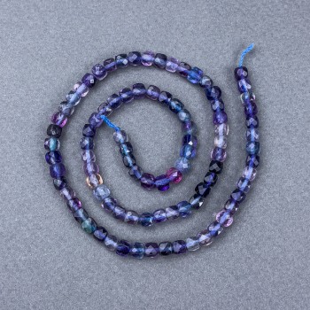 Perle di fluorite naturali, tagliate a cubo, su filo, diametro 4,5×4,5 mm, lunghezza 38 cm ±