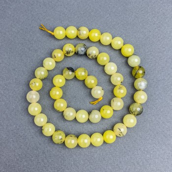 Perline di turchese giallo lisce a pallina, diametro 8,5 mm ± su filo, lunghezza 38 cm+