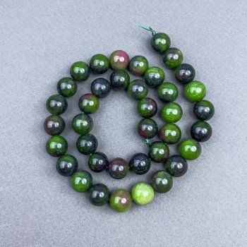 Perline di Zoisite lisce, sferiche, diametro 10,5 mm ± su filo, lunghezza 39 cm+