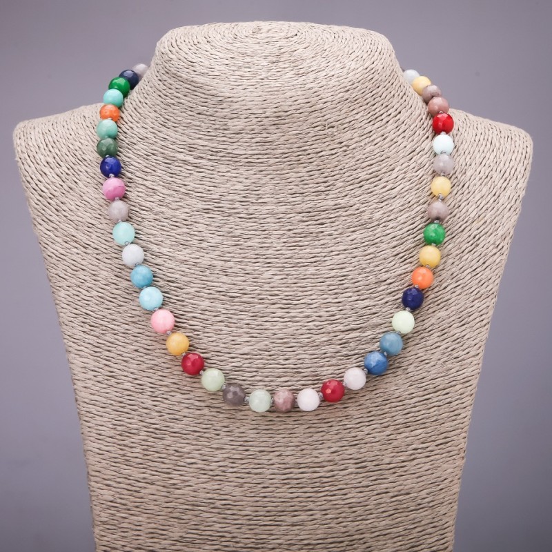 Collana assortita (artificiale) con perline sfaccettate da 8 mm, lunghezza 45 cm