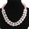 Saldo Collana Cleopatra in quarzo rosa 25×12 mm e perle da 12 mm, lunghezza 47 cm