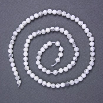Perline Kaholong in pietra naturale, sferette sfaccettate, diametro 4 mm±, su filo, lunghezza 39 cm+