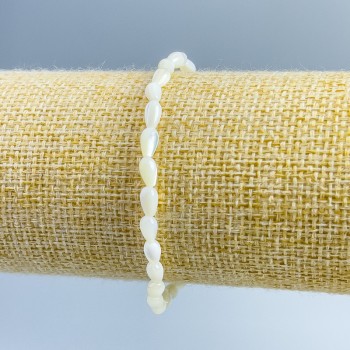 Bracciale con granuli di madreperla, diametro 4×7 mm, lunghezza 18 cm (elastico)