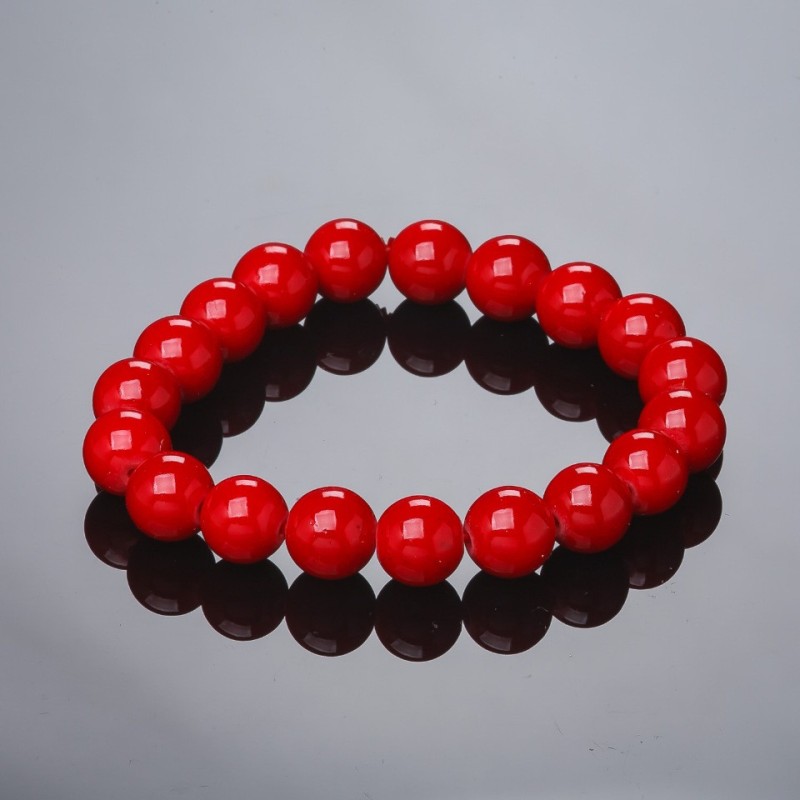Bracciale elastico in corallo pressato 10 mm