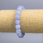 Bracciale in acquamarina con perle lisce, diametro 10 mm +/-, lunghezza 18 cm (elastico)