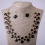 Set di collana e orecchini con smalto nero, lunghezza 57-64 cm