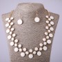 Set di collana e orecchini con smalto bianco, lunghezza 57-64 cm
