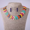 Set di collana girocollo e orecchini con smalto multicolore, lunghezza 45-50 cm