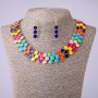 Set di collana girocollo e orecchini con smalto multicolore, lunghezza 45-50 cm