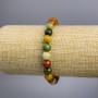Bracciale in diaspro multicolore (singolo) con perline lisce, diametro 8 mm ±, lunghezza 18 cm, elastico