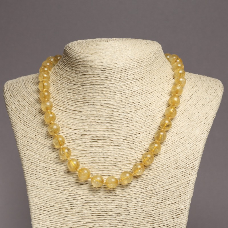 Collana di citrino, perle lisce, diametro 10(+-)mm, lunghezza 45 cm