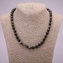 Collana in osidiano argentato con palline lisce da 8 mm, lunghezza 45 cm +