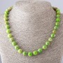 Collana in varisite verde chiaro, lunghezza 45 cm, diametro 9-10 mm
